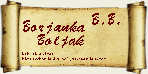 Borjanka Boljak vizit kartica